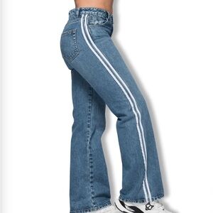 Colombian Blue Denim Women's Jeans with White Stripes